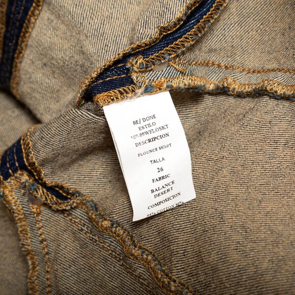 RE/DONE Denim Pleated Flounce Mini Skirt - Size 26 / Small - Picture 8 of 16